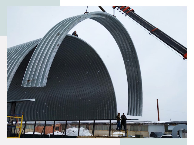 Полукруглые ангары в Шатуре